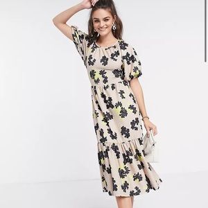 {ASOS} Floral open back dress with tie.